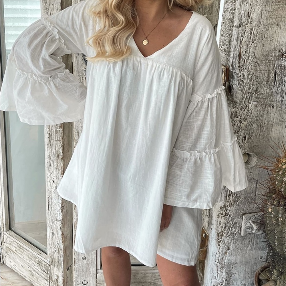 ELLE DARBY WHITE RUFFLE DRESS - US10/UK14